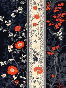 复古花卉图案织物纹理