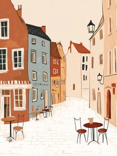 欧洲风情街道惬意小场景