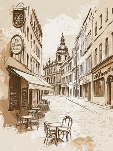 欧式街头的惬意咖啡角落