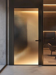 现代质感玻璃门室内一角