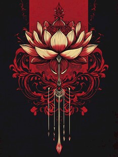 莲花中式装饰艺术插画