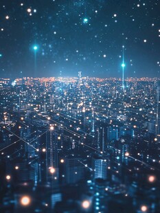 璀璨星空下的未来都市夜景