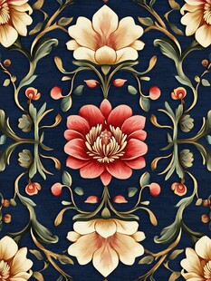 复古花卉中式纹样图案