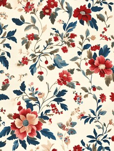 复古花卉图案精美织物印花
