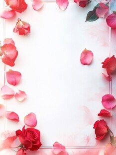 浪漫玫瑰花瓣边框背景图