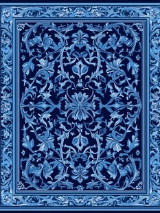 蓝色花卉复古地毯图案