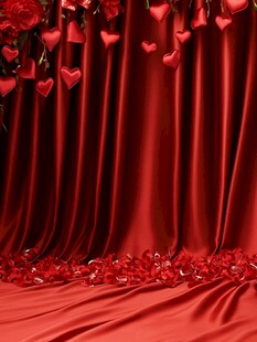 浪漫红幕爱心玫瑰场景