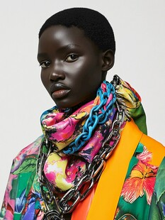 多彩时尚装扮的黑人模特