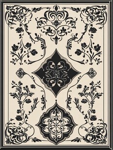 复古花卉几何图案装饰画