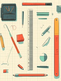 多样文具整齐排列展示