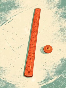 直尺与线轴的静物画面