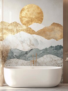 金月映山景的优雅浴室