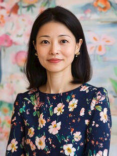 身着碎花衣的优雅女士