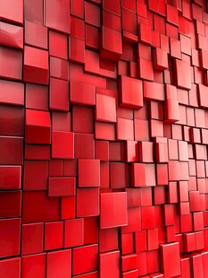红色立体方块墙面纹理