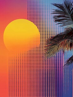 夕阳下的棕榈树梦幻景象