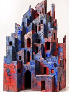 红蓝抽象城堡建筑雕塑