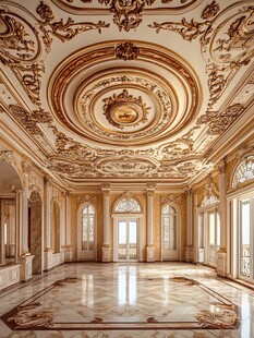 奢华欧式宫殿大厅内景