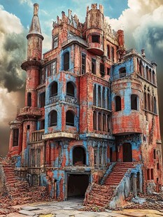 梦幻废墟城堡的奇幻景观