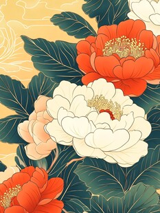 国色牡丹插画 古韵花卉美