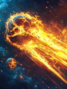 燃烧火球穿越浩瀚宇宙