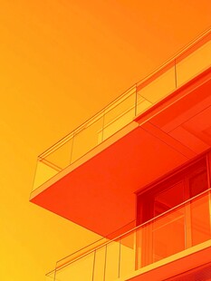 橙色建筑阳台独特视角