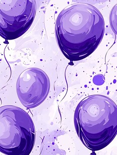 紫色气球水彩风背景图