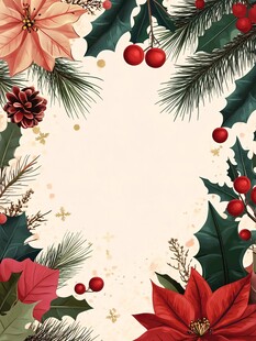 圣诞花卉绿植装饰边框