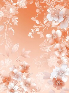 橘色花卉背景图案设计