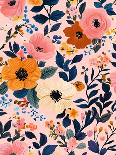 粉色花卉图案的浪漫设计