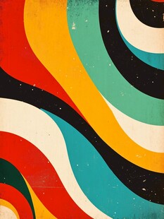 复古多彩波浪线条图案