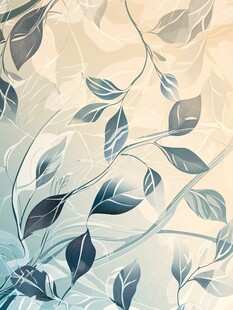 蓝绿枝叶梦幻背景图案