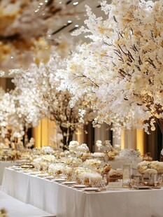 奢华白金色系婚礼宴会布置