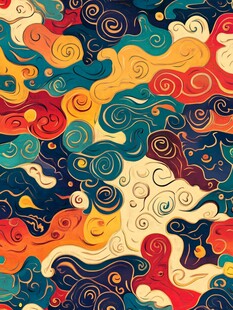 多彩云纹抽象图案设计
