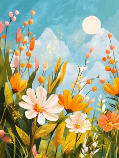 春日繁花与远山美景