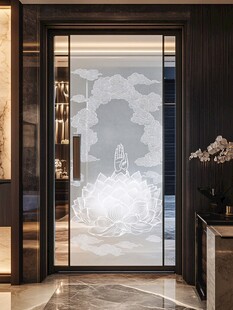 中式禅意玻璃门室内装饰