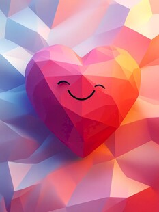 微笑爱心 多彩几何背景