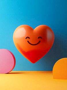 微笑爱心的多彩几何场景