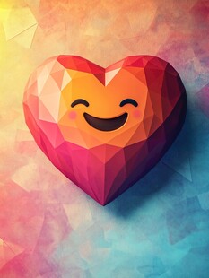 微笑爱心几何图形插画