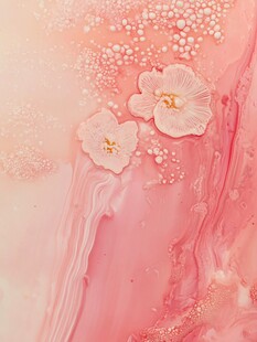 梦幻粉色流体中的花朵