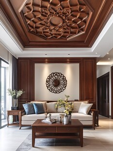 中式典雅客厅精致天花板