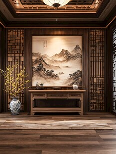 中式典雅客厅山水装饰景