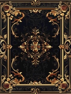 奢华黑金复古花纹装饰图案