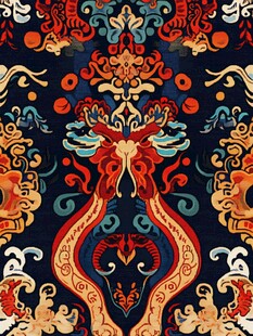 中式传统神兽花纹图案