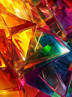 炫彩多面晶体抽象图案