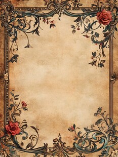 复古花卉边框背景图