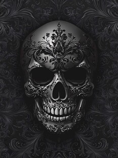 暗黑华丽骷髅头图案设计