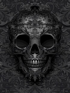 暗黑花纹装饰的神秘骷髅头