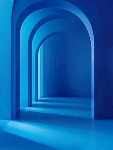 蓝色拱形通道空间艺术
