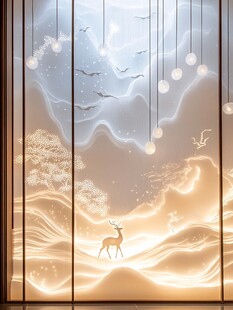 梦幻山水间的灵鹿图景