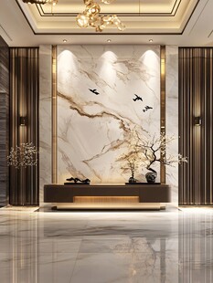 中式奢华客厅大理石背景墙